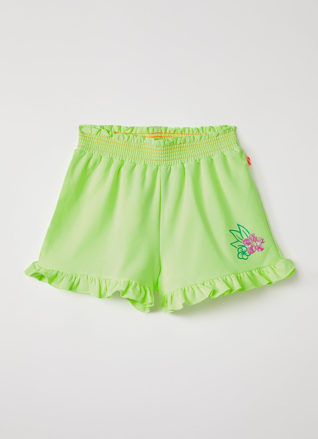 Billieblush Straight fit korte joggingbroek met pailletten - voorkant neongeel