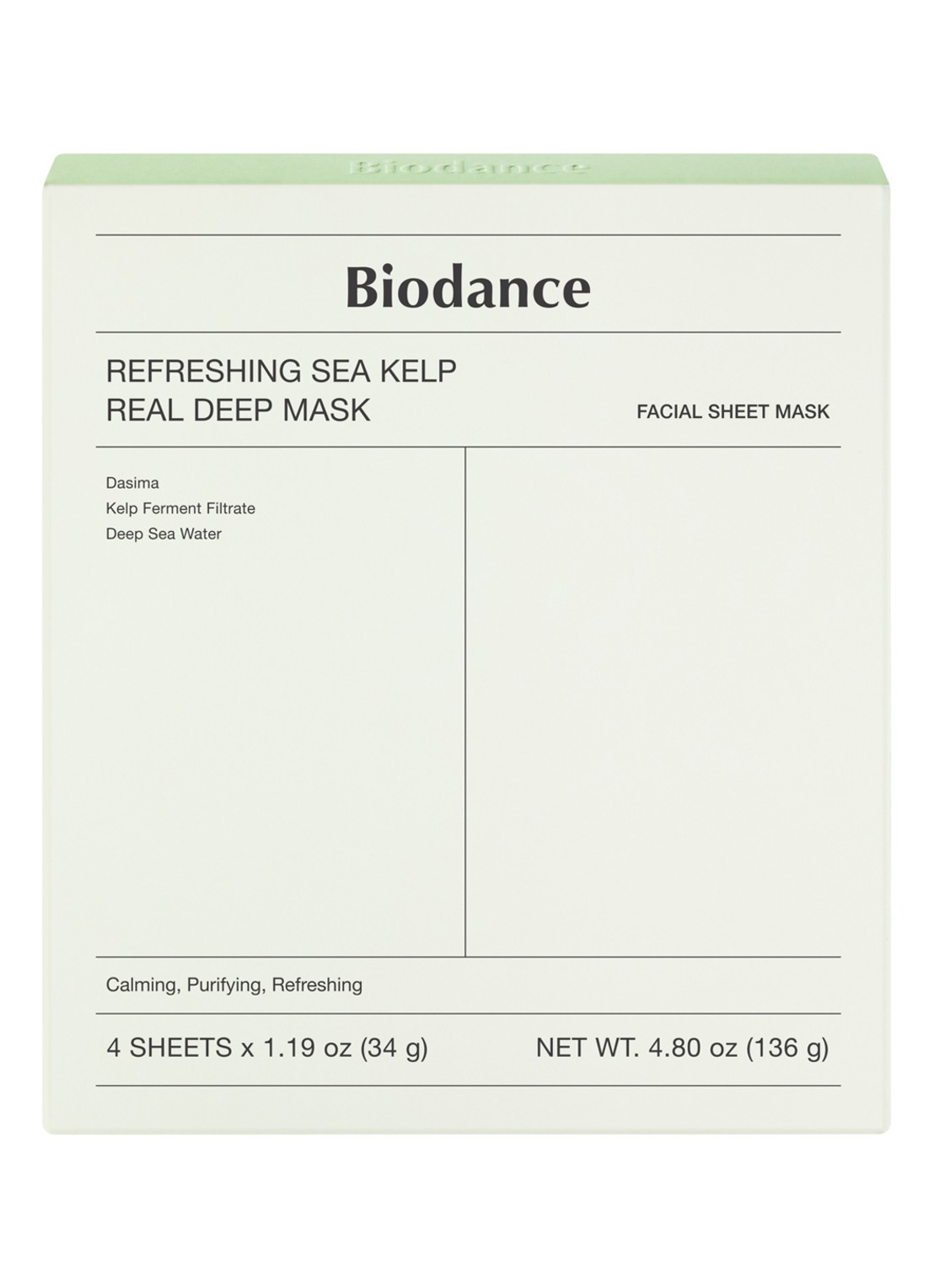 Biodance Refreshing Sea Kelp Real Deep Mask - gezichtsmasker 4 stuks - detail 4 undefined