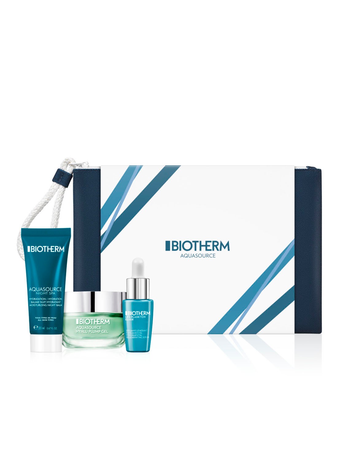 Biotherm Jouw cadeau: Biotherm - Aquasource set met 3 luxe miniaturen - voorkant multicolor