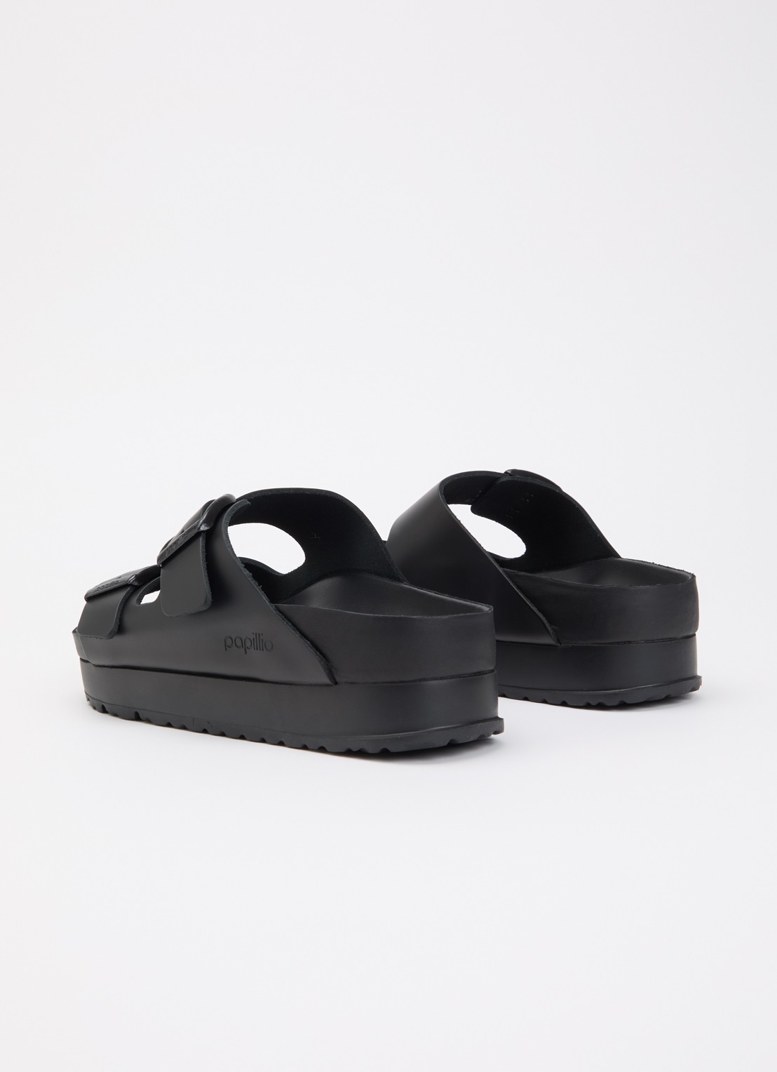Birkenstock Arizona Pap Flex sandaal van leer met plateauzool - achterkant zwart