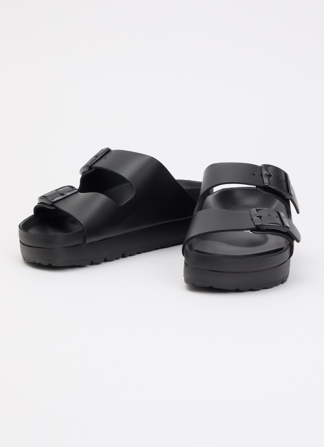 Birkenstock Arizona Pap Flex sandaal van leer met plateauzool - detail 2 zwart