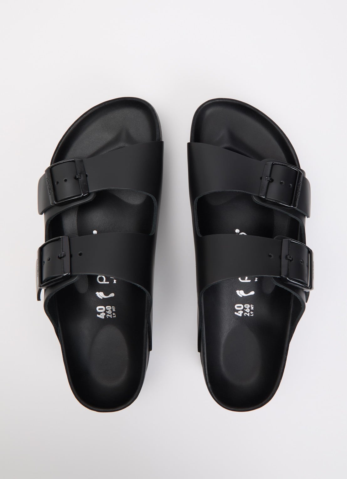 Birkenstock Arizona Pap Flex sandaal van leer met plateauzool - detail 3 zwart