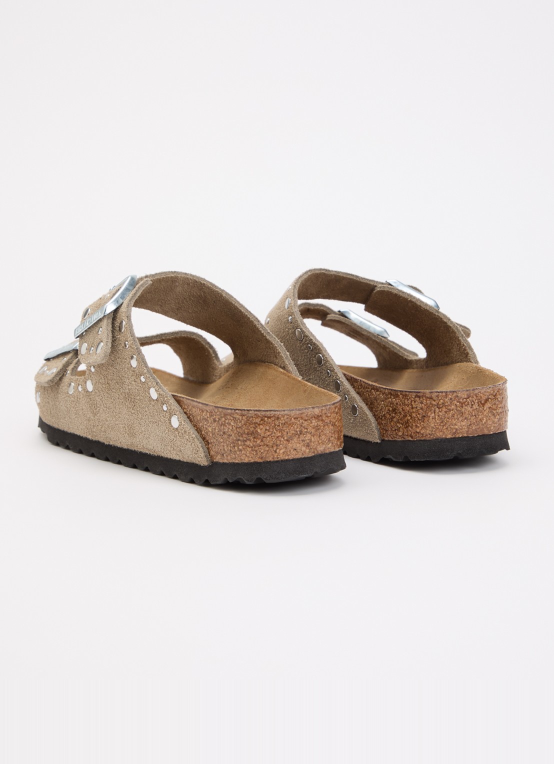 Birkenstock Arizona Rivet slipper van suède met studs - achterkant 4 khaki