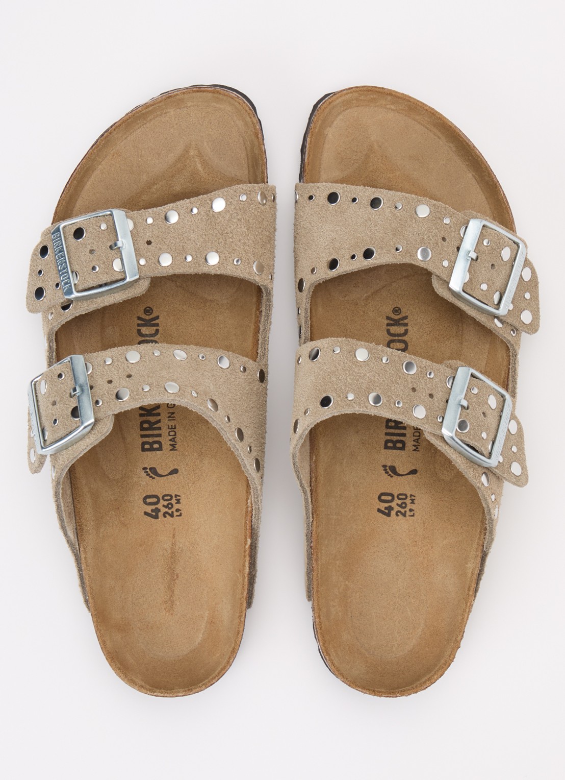 Birkenstock Arizona Rivet slipper van suède met studs - detail 2 khaki