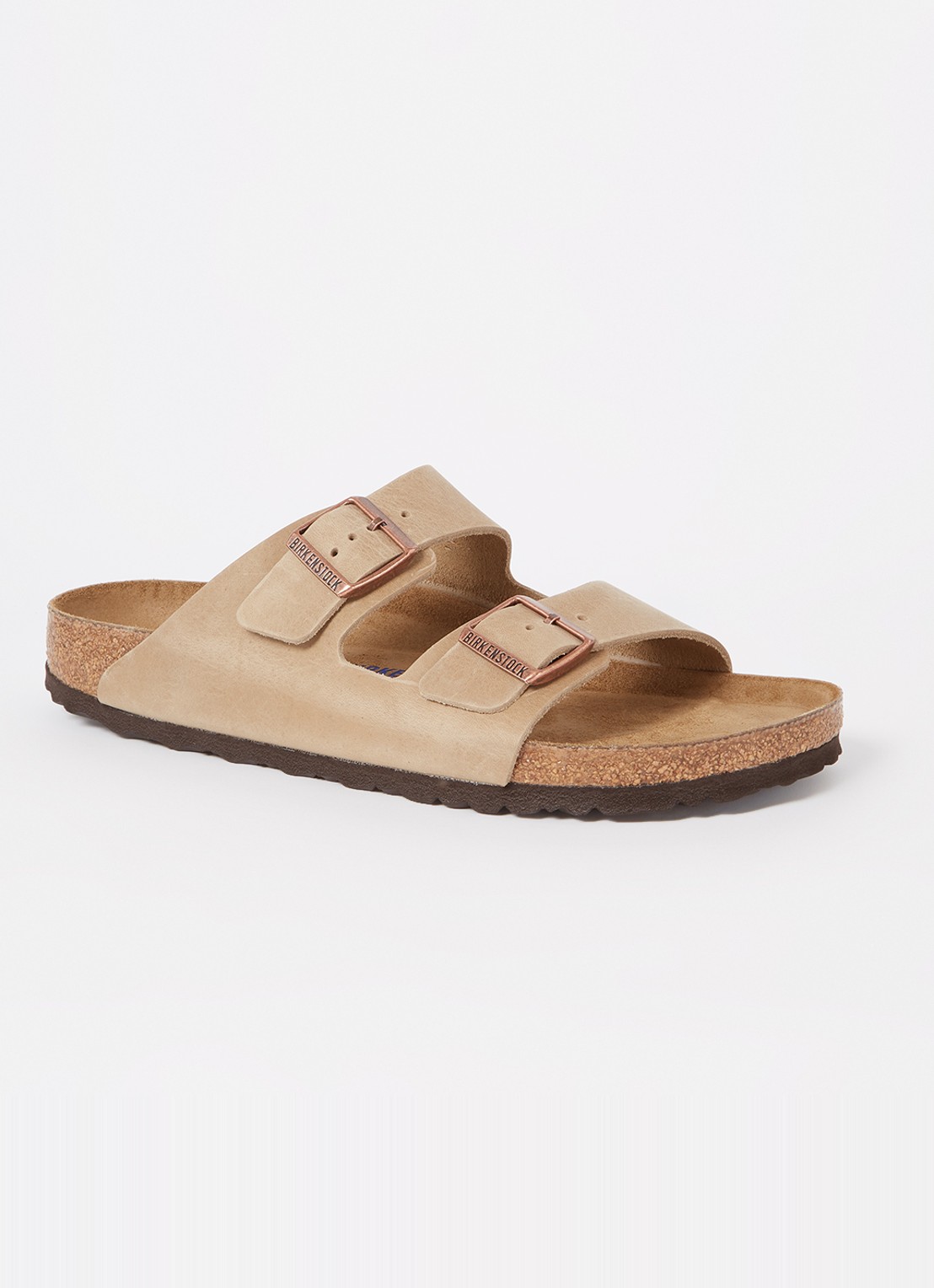Birkenstock Arizona slipper van leer - voorkant zand