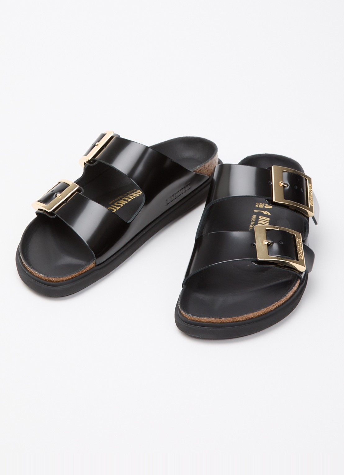 Birkenstock Arizona slipper van leer - detail 3 zwart