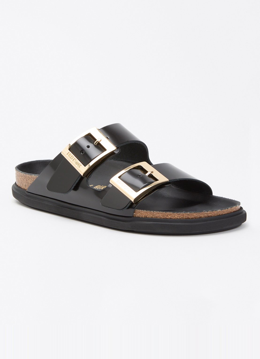 Birkenstock Arizona slipper van leer - voorkant zwart