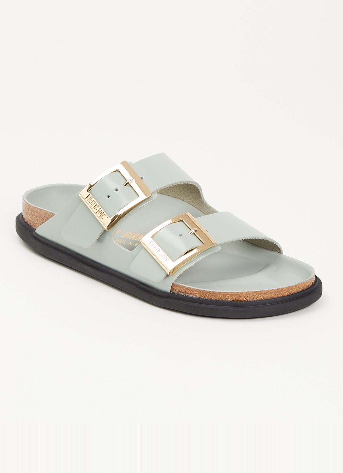 Birkenstock Arizona slipper van leer - voorkant mint