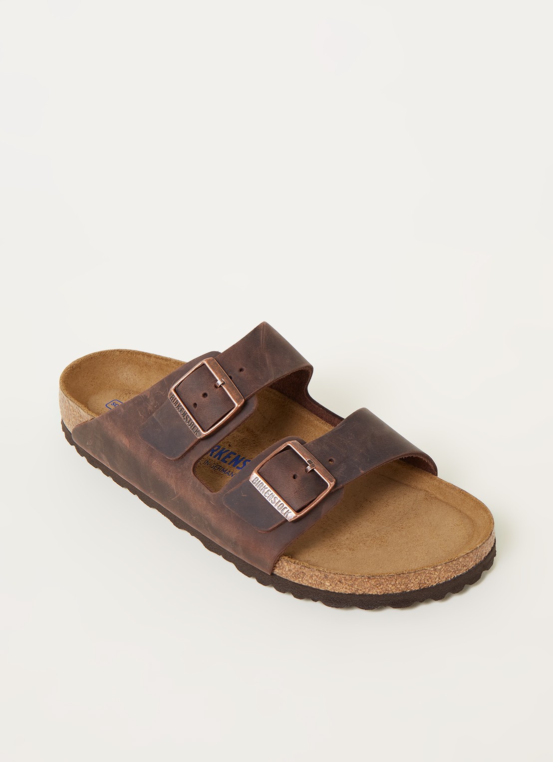 Birkenstock Arizona slipper van nubuck - voorkant 5 donkerbruin