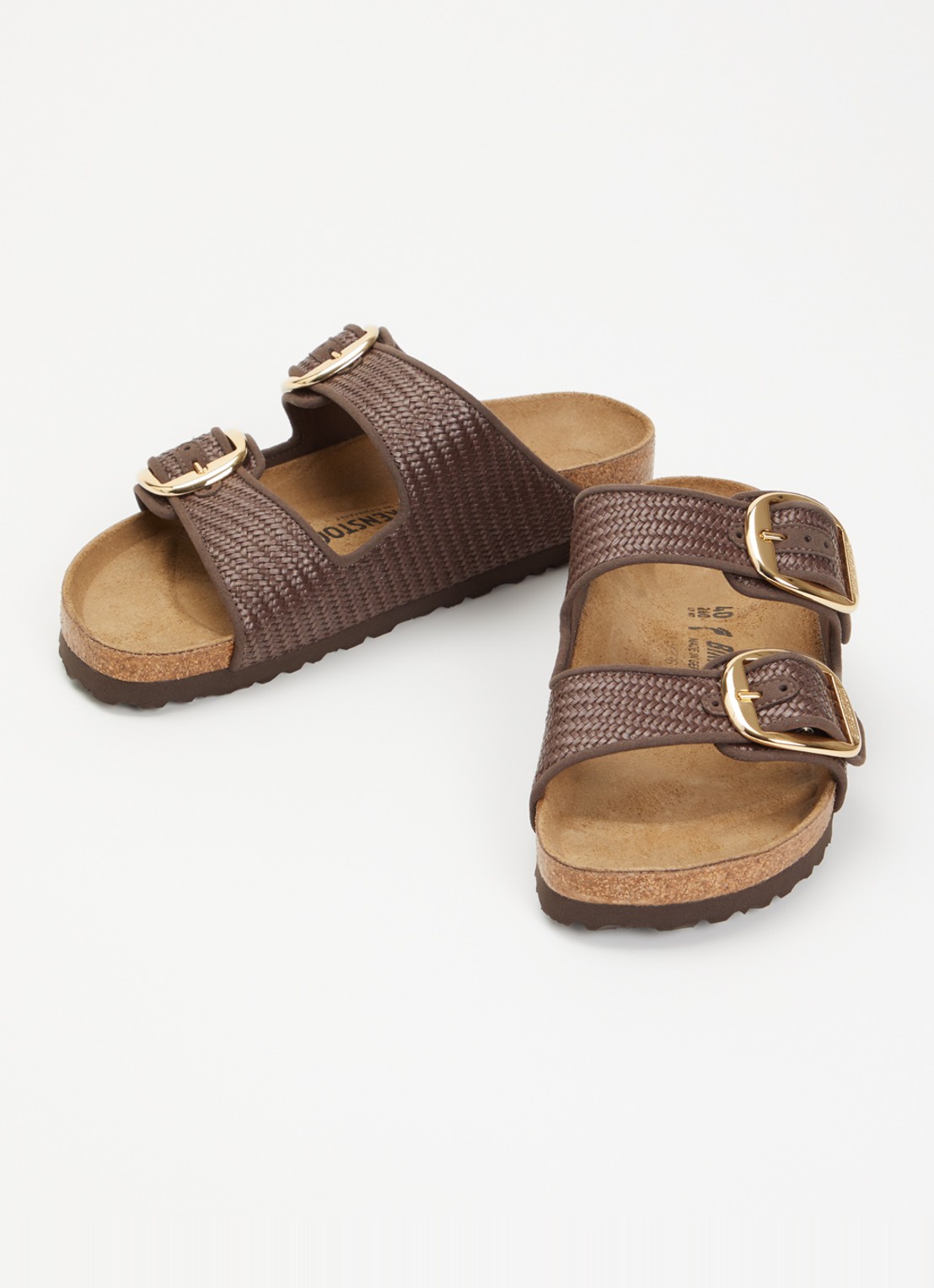 Birkenstock Arizona slipper van raffia met gevlochten bovenwerk - detail 3 hazelnootbruin