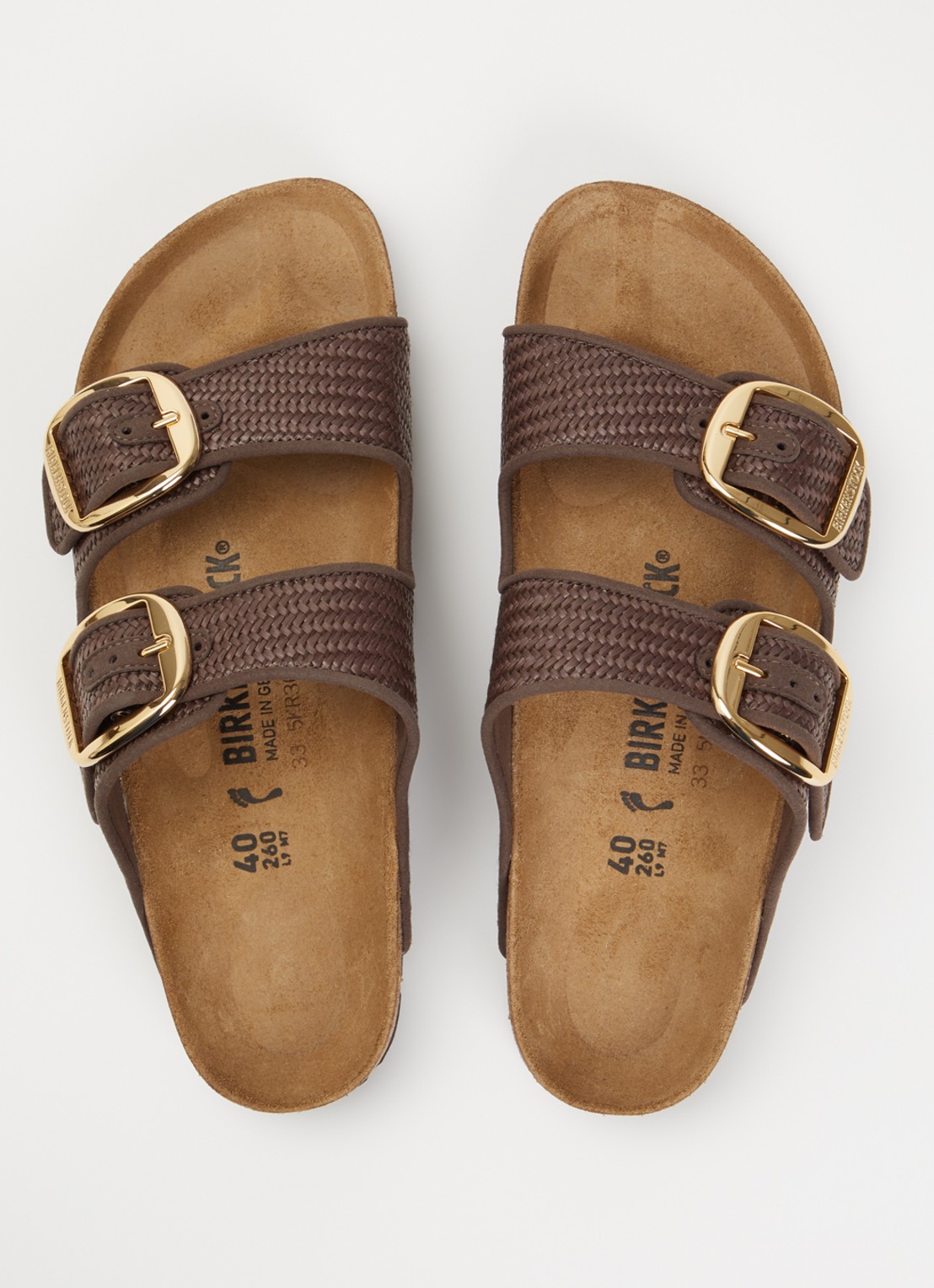 Birkenstock Arizona slipper van raffia met gevlochten bovenwerk - detail 4 hazelnootbruin