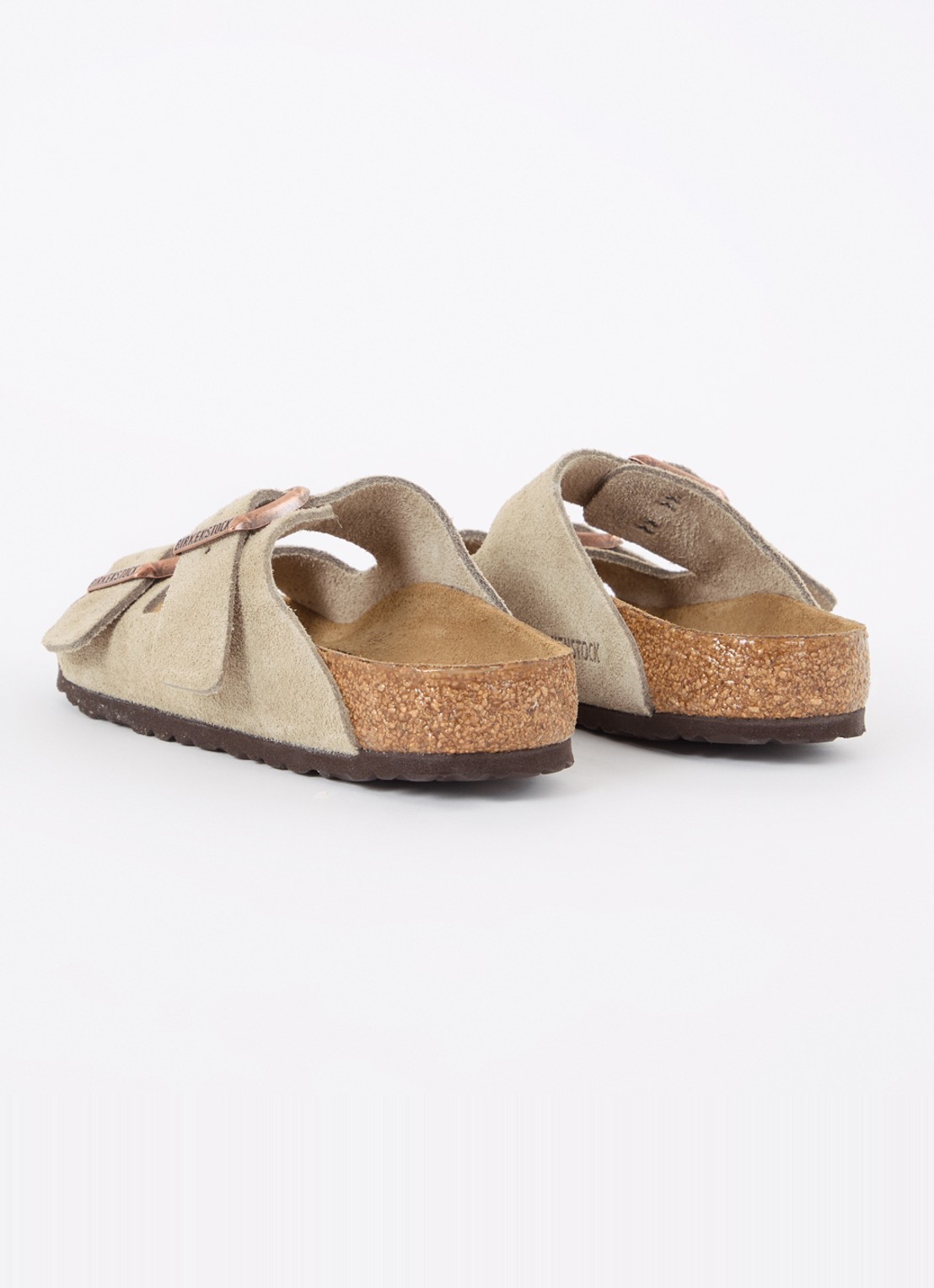 Birkenstock Arizona slipper van suède   - achterkant beige