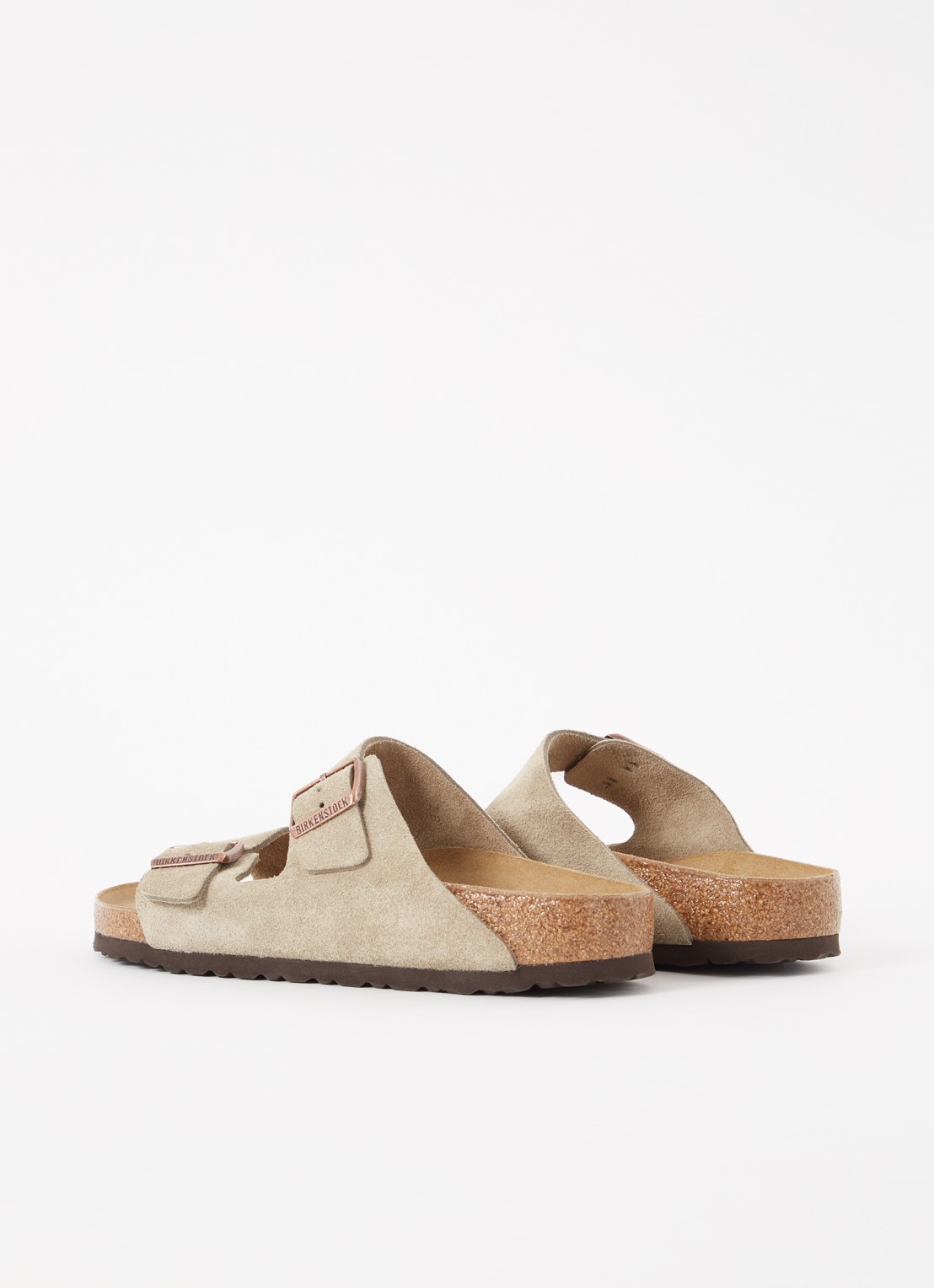 Birkenstock Arizona slipper van suède - achterkant taupe