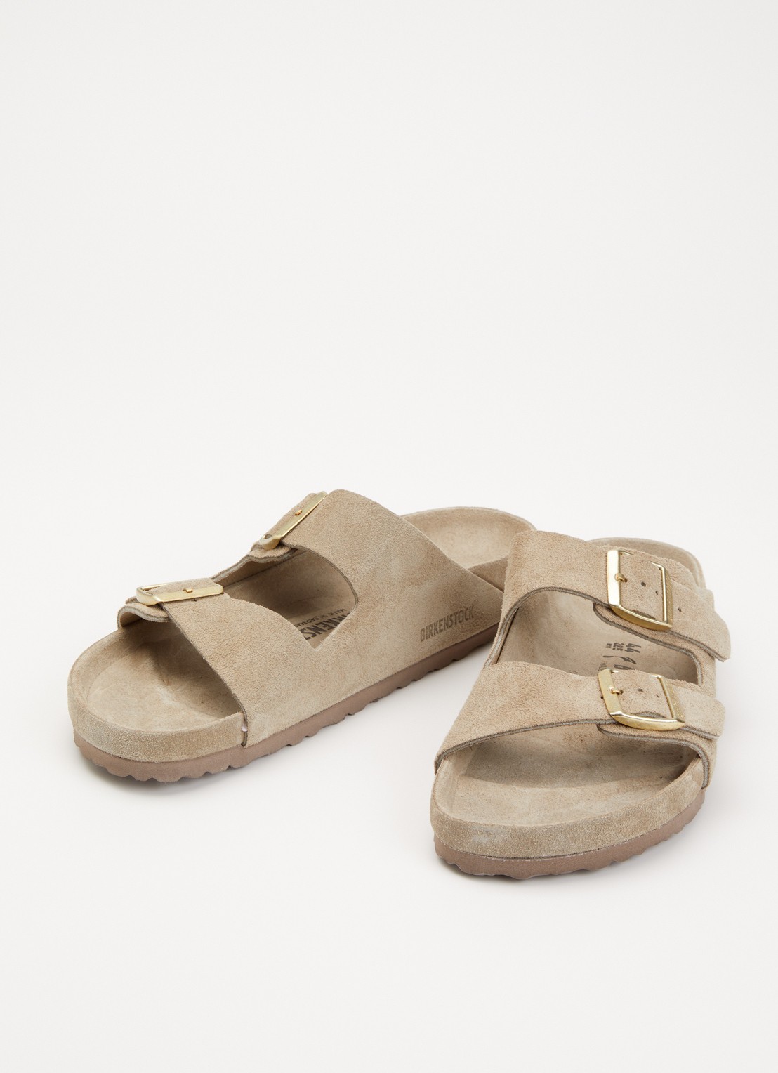 Birkenstock Arizona slipper van suède - detail beige