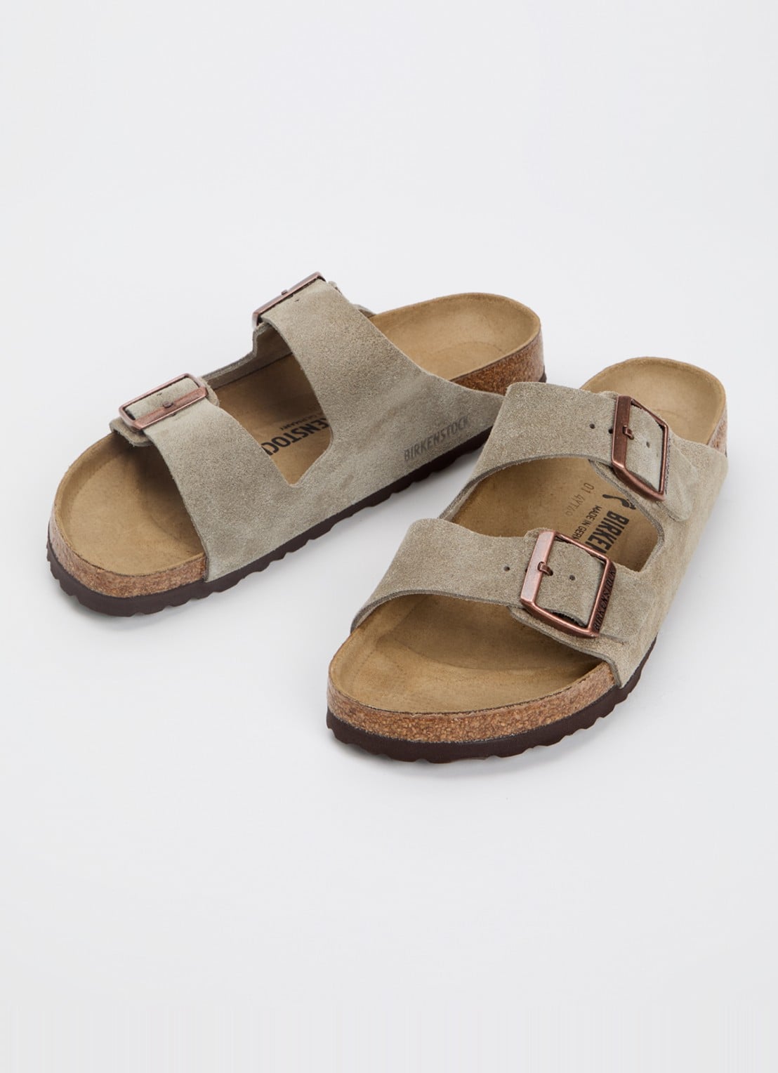 Birkenstock Arizona slipper van suède - detail 2 donkerbeige