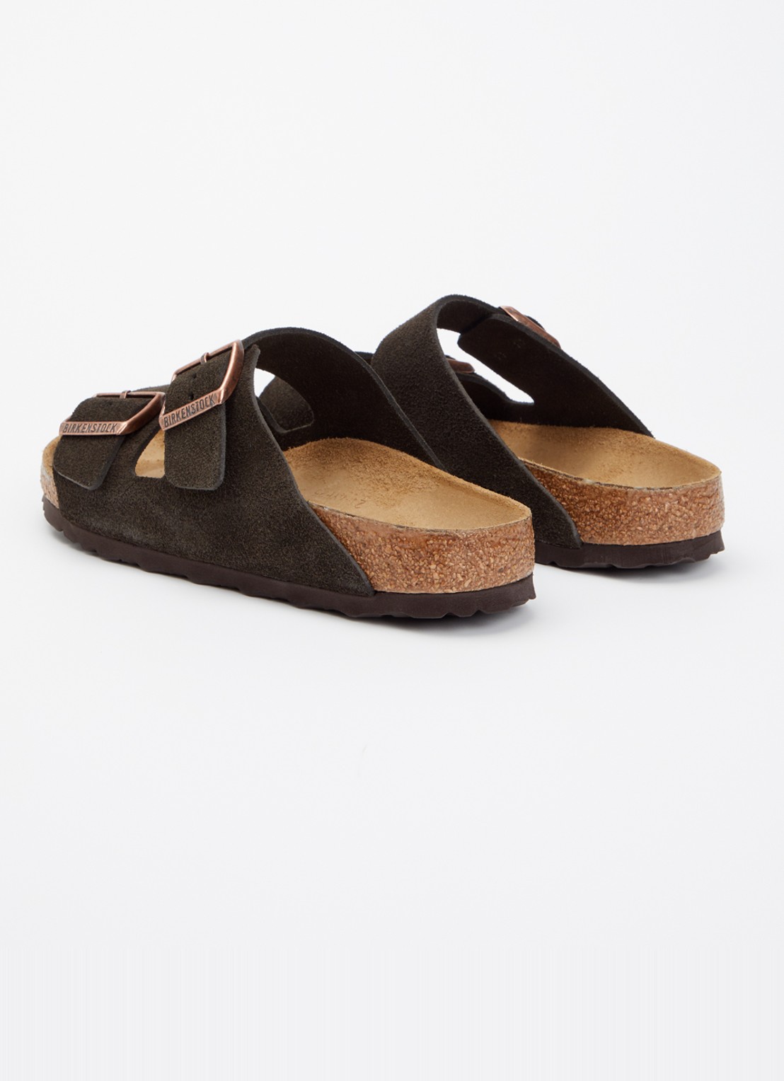 Birkenstock Arizona slipper van suède - achterkant 4 donkerbruin
