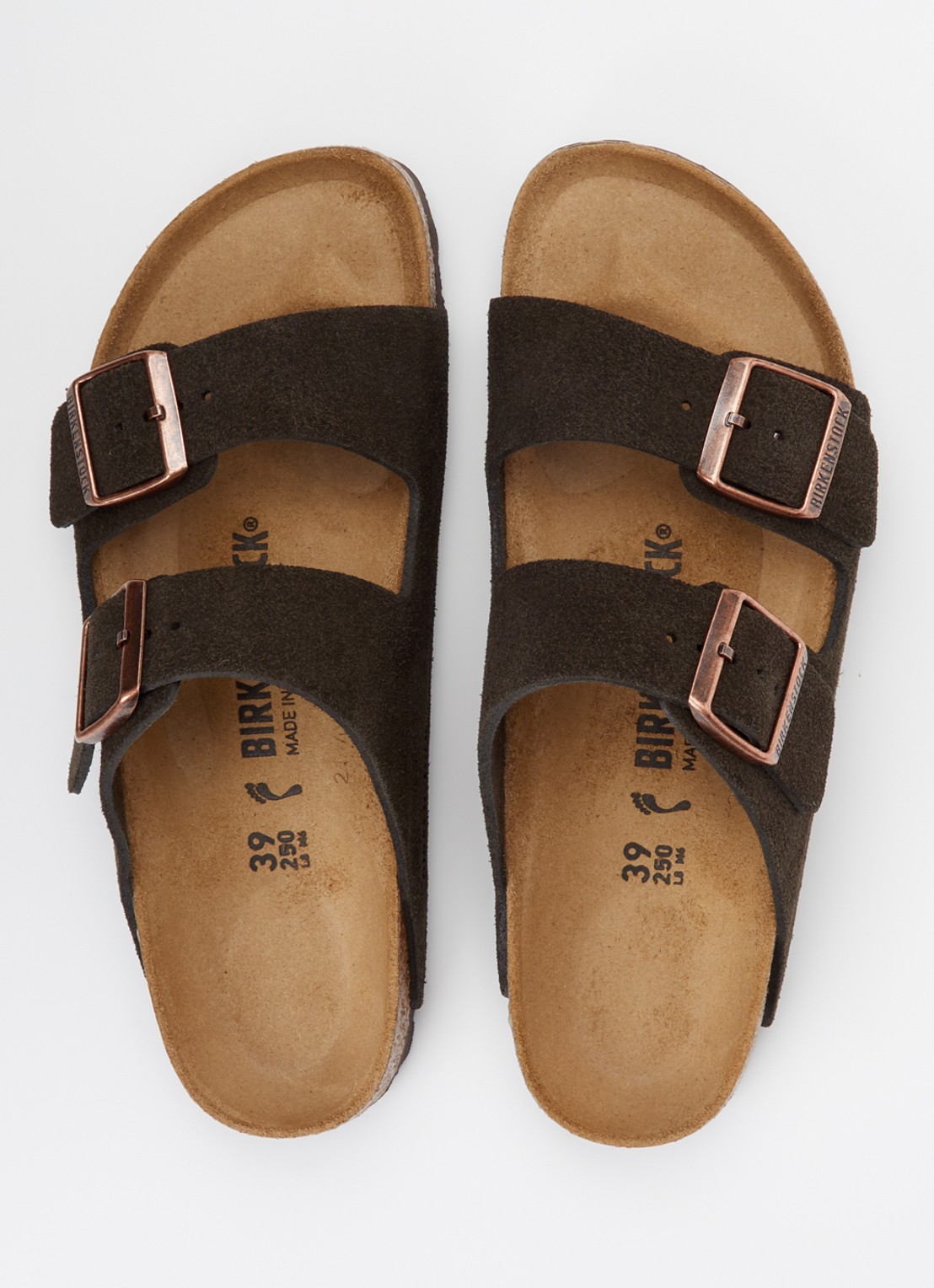 Birkenstock Arizona slipper van suède - detail 2 donkerbruin