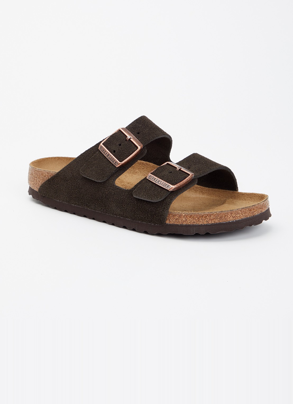 Birkenstock Arizona slipper van suède - voorkant 5 donkerbruin