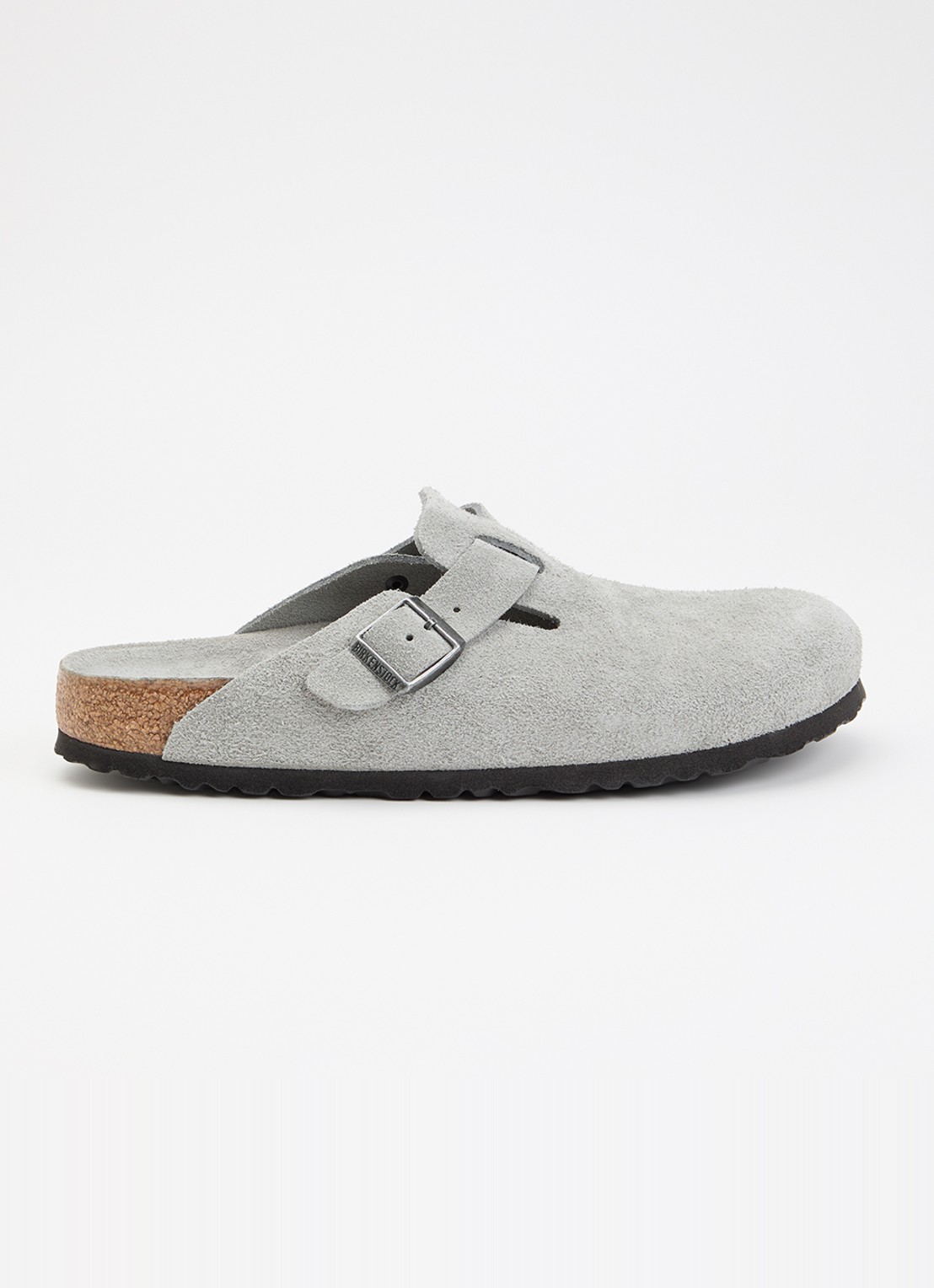 Birkenstock Bosten muiltje van suède - voorkant 2 grijs