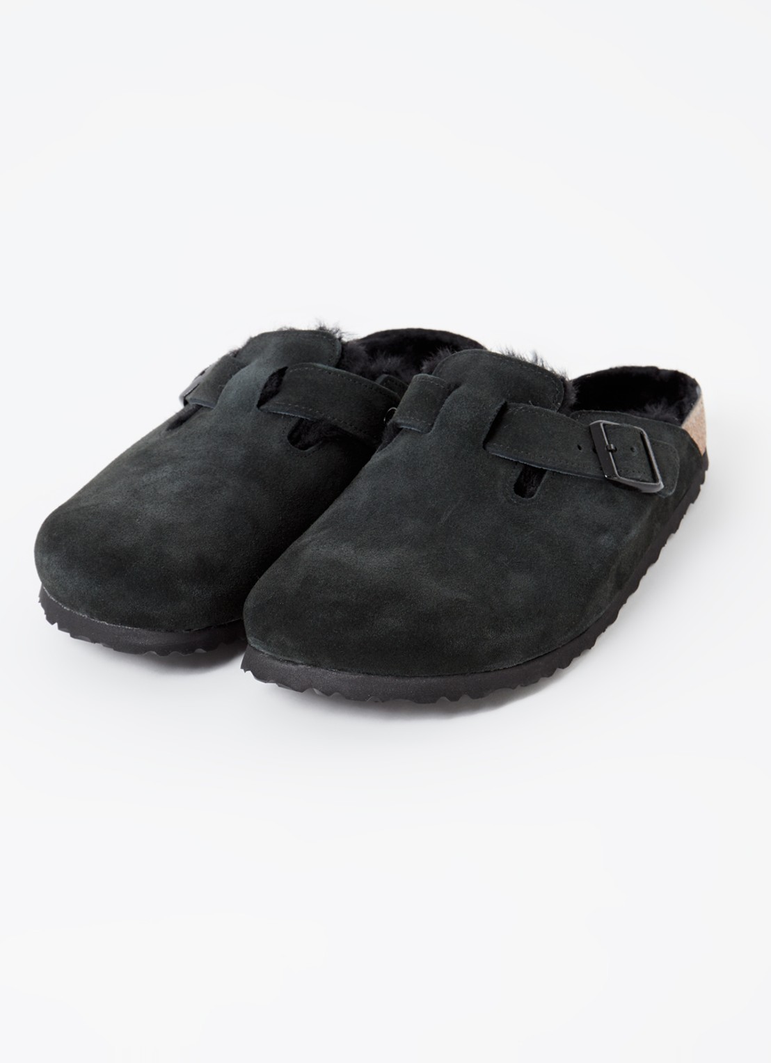 Birkenstock Boston clog van suède - detail 2 zwart