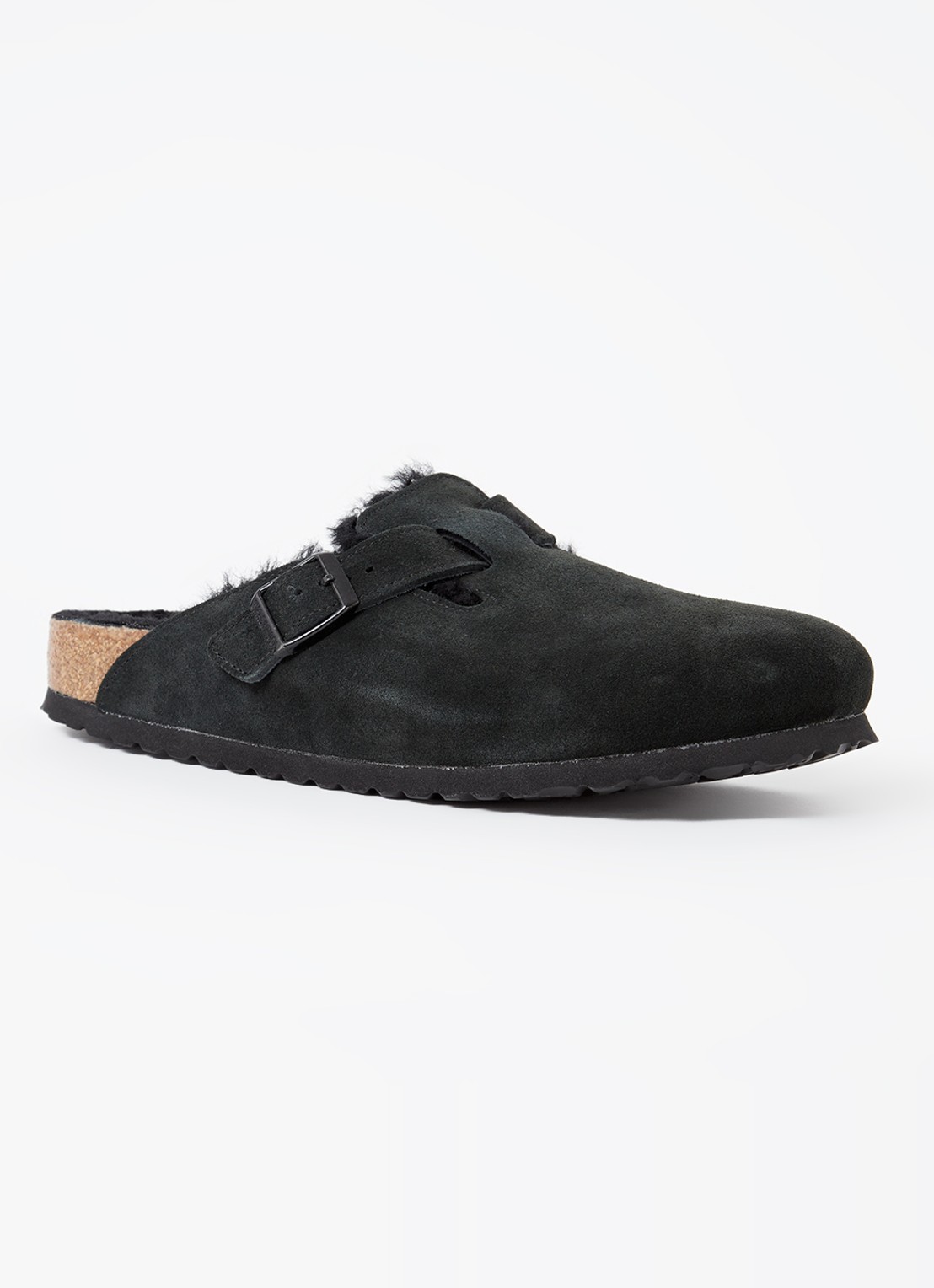 Birkenstock Boston clog van suède - voorkant 5 zwart