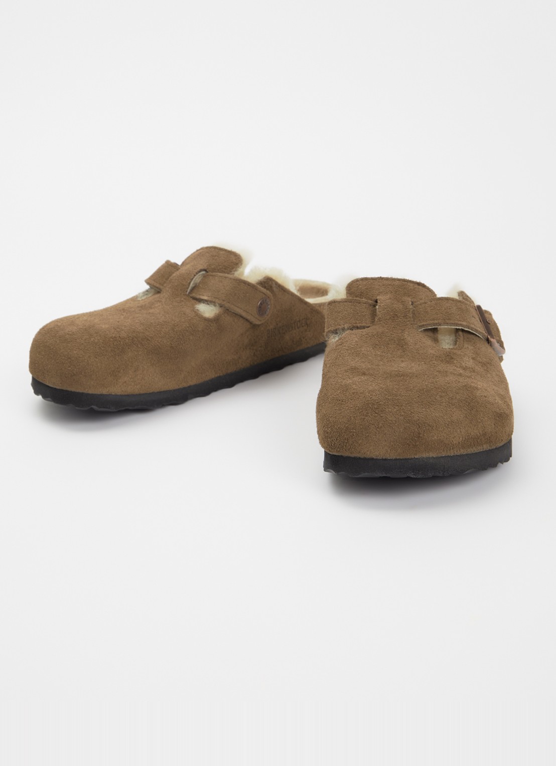 Birkenstock Boston clog van suède - detail bruin