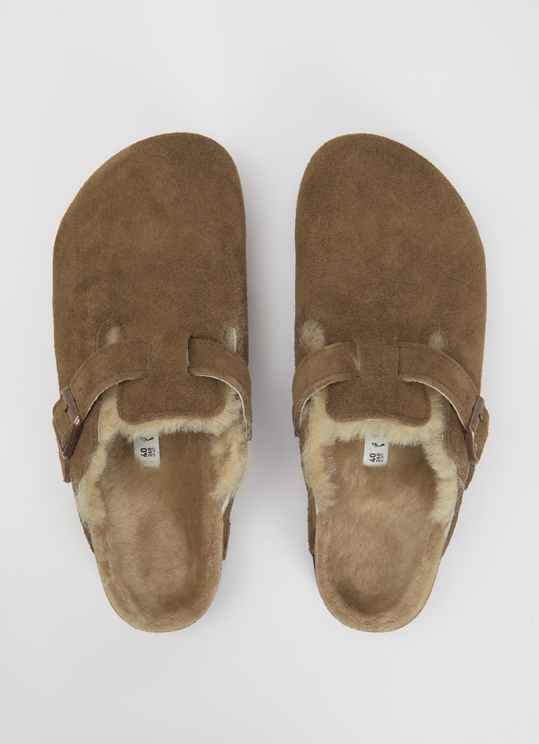 Birkenstock Boston clog van suède - detail 2 bruin