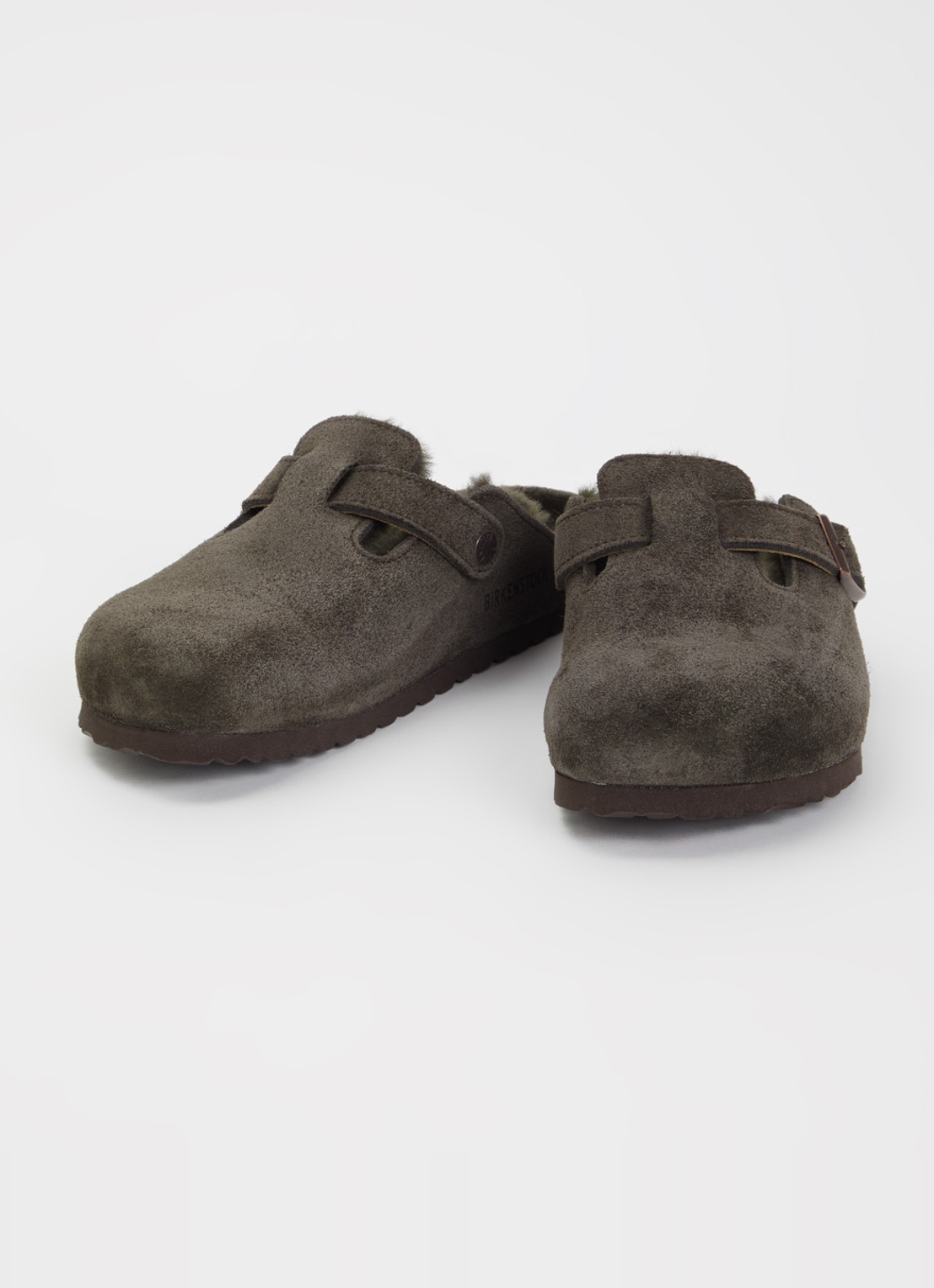 Birkenstock Boston clog van suède - detail 2 hazelnootbruin