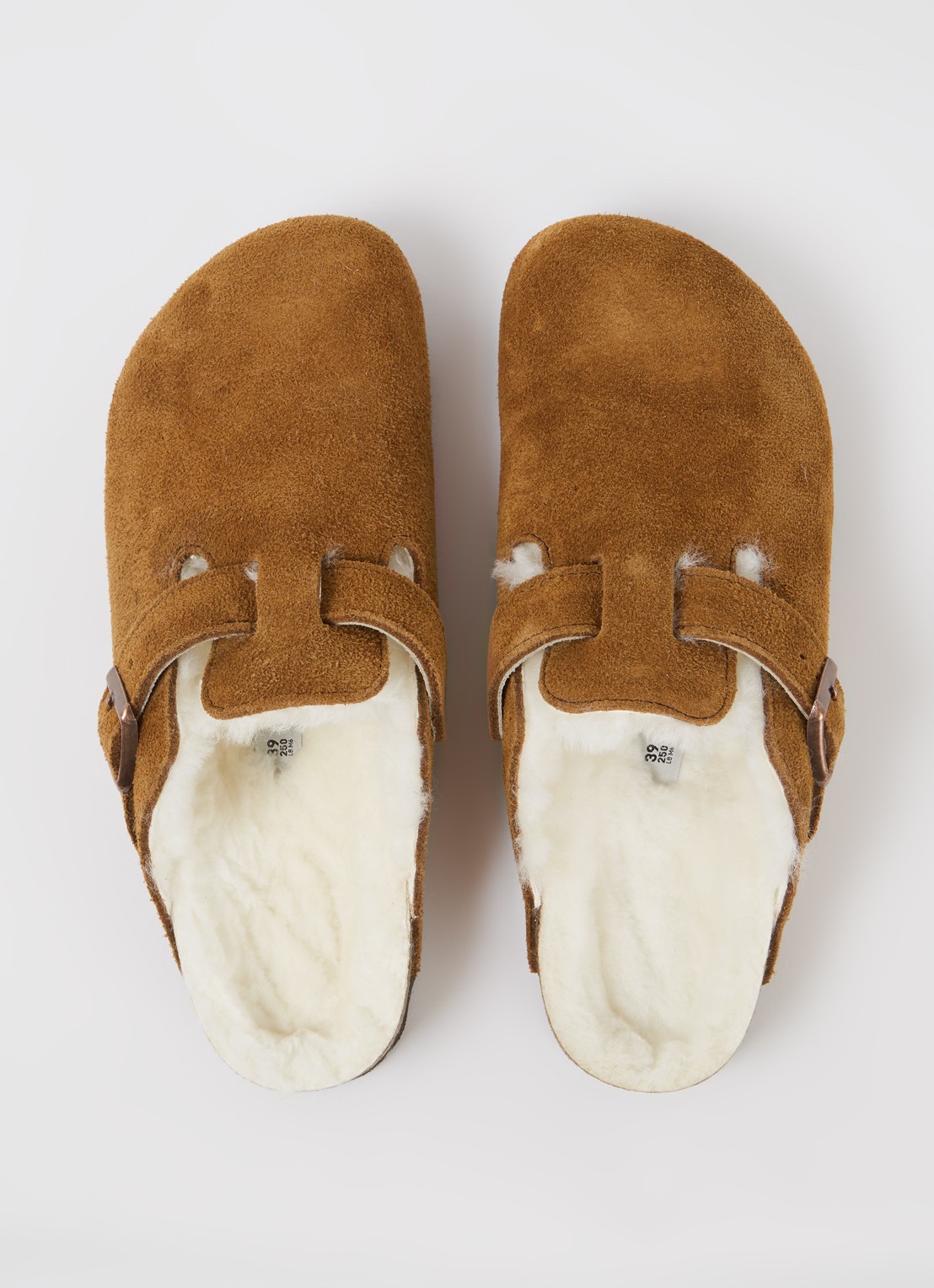 Birkenstock Boston clog van suède - detail 3 cognac