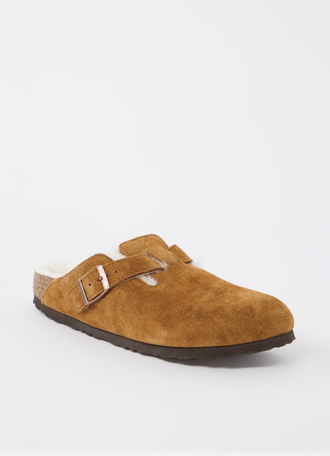 Birkenstock Boston clog van suède - voorkant cognac