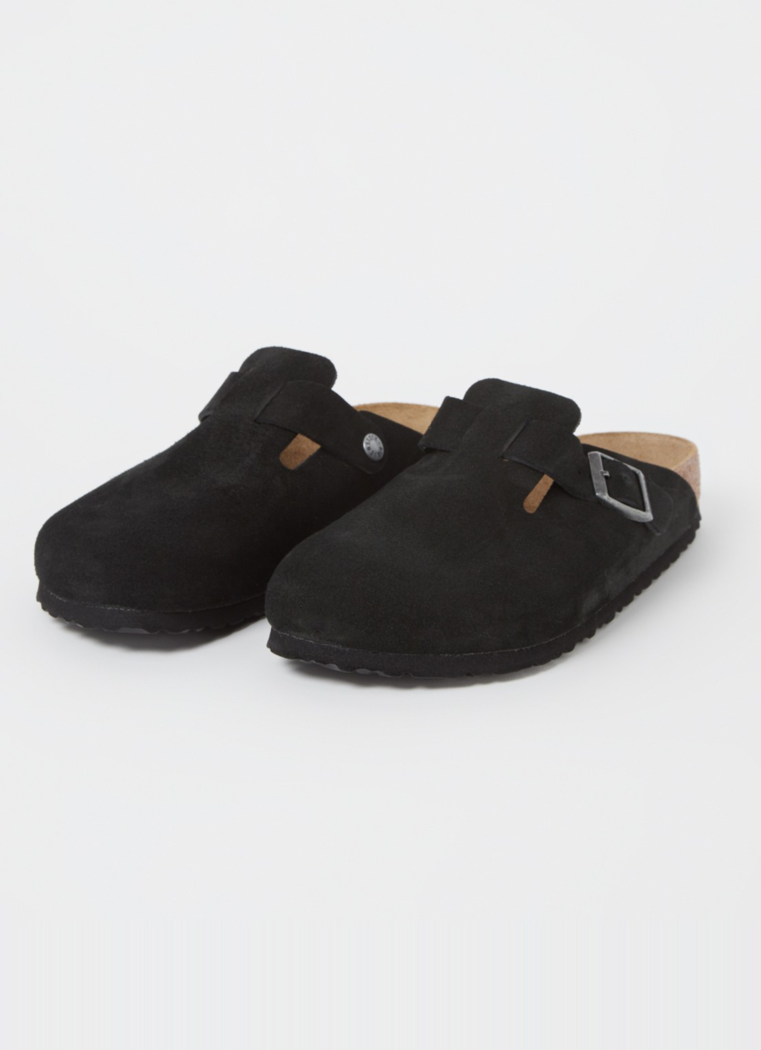 Birkenstock Boston muiltje van suède  - detail 2 zwart