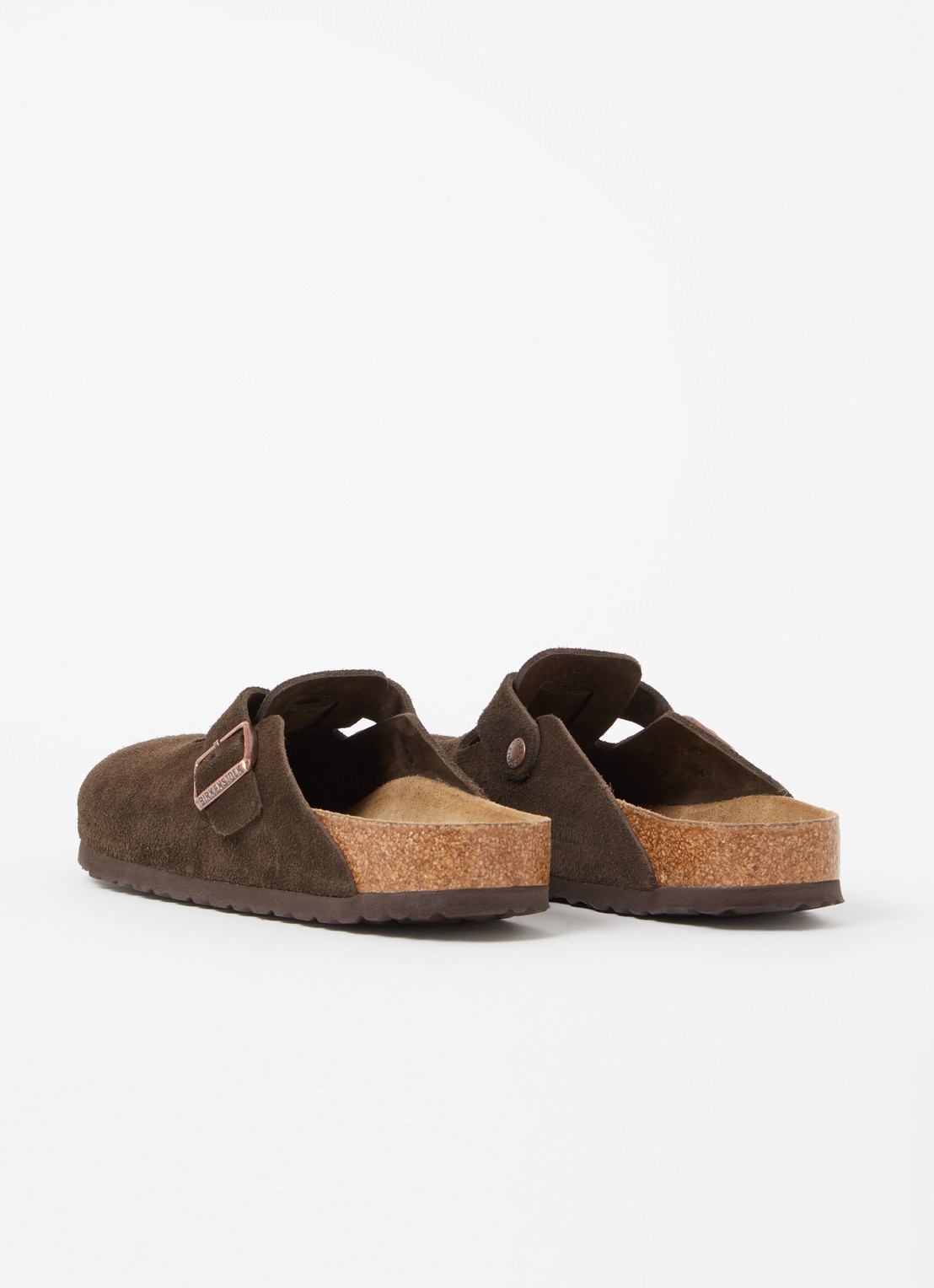 Birkenstock Boston muiltje van suède - achterkant 5 donkerbruin
