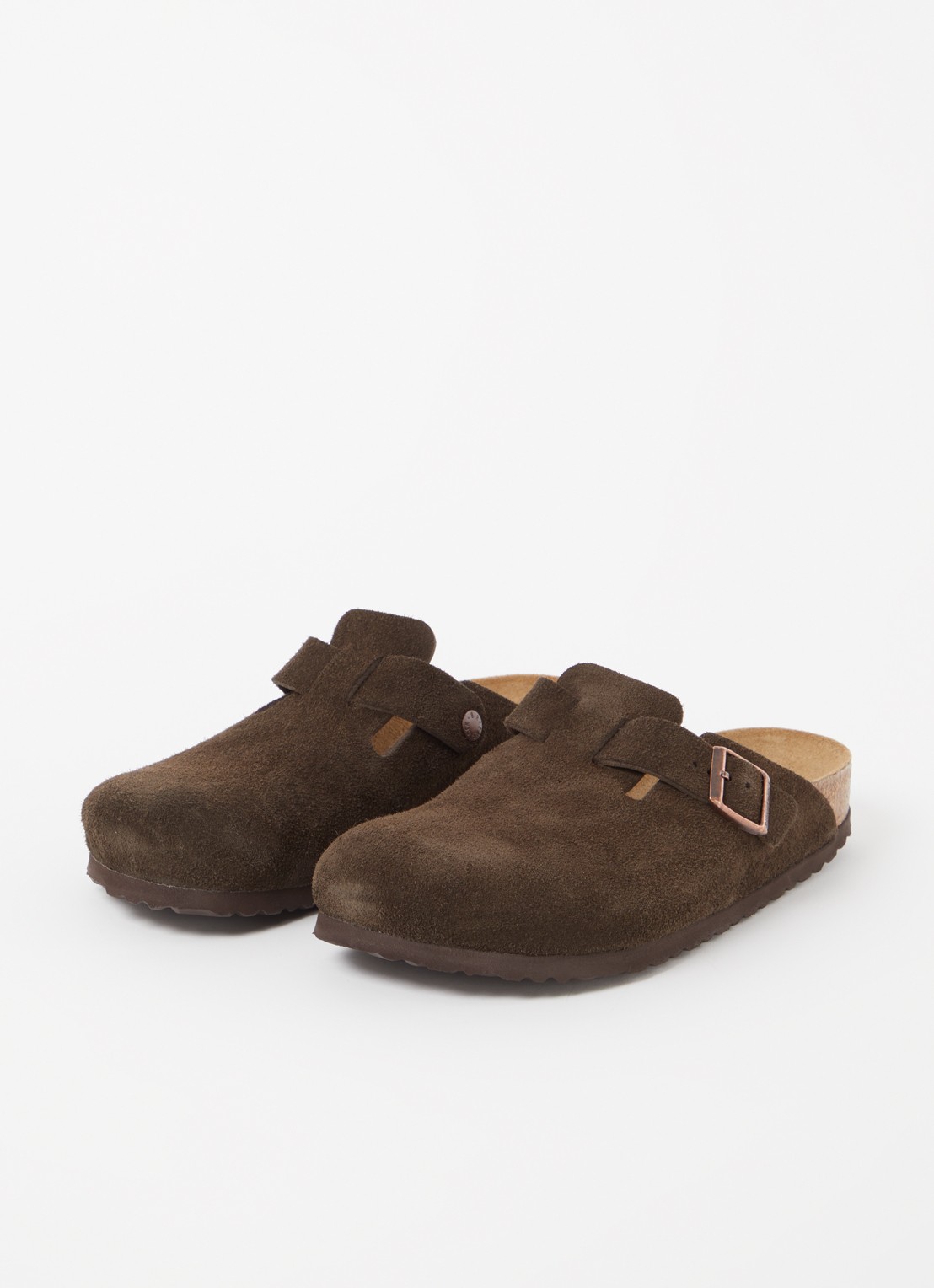 Birkenstock Boston muiltje van suède - detail donkerbruin