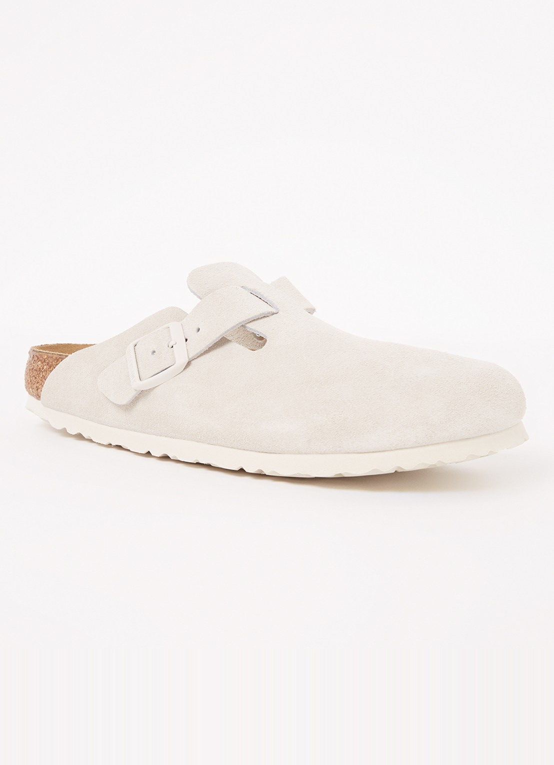 Birkenstock Boston muiltje van suède - voorkant 2 beige