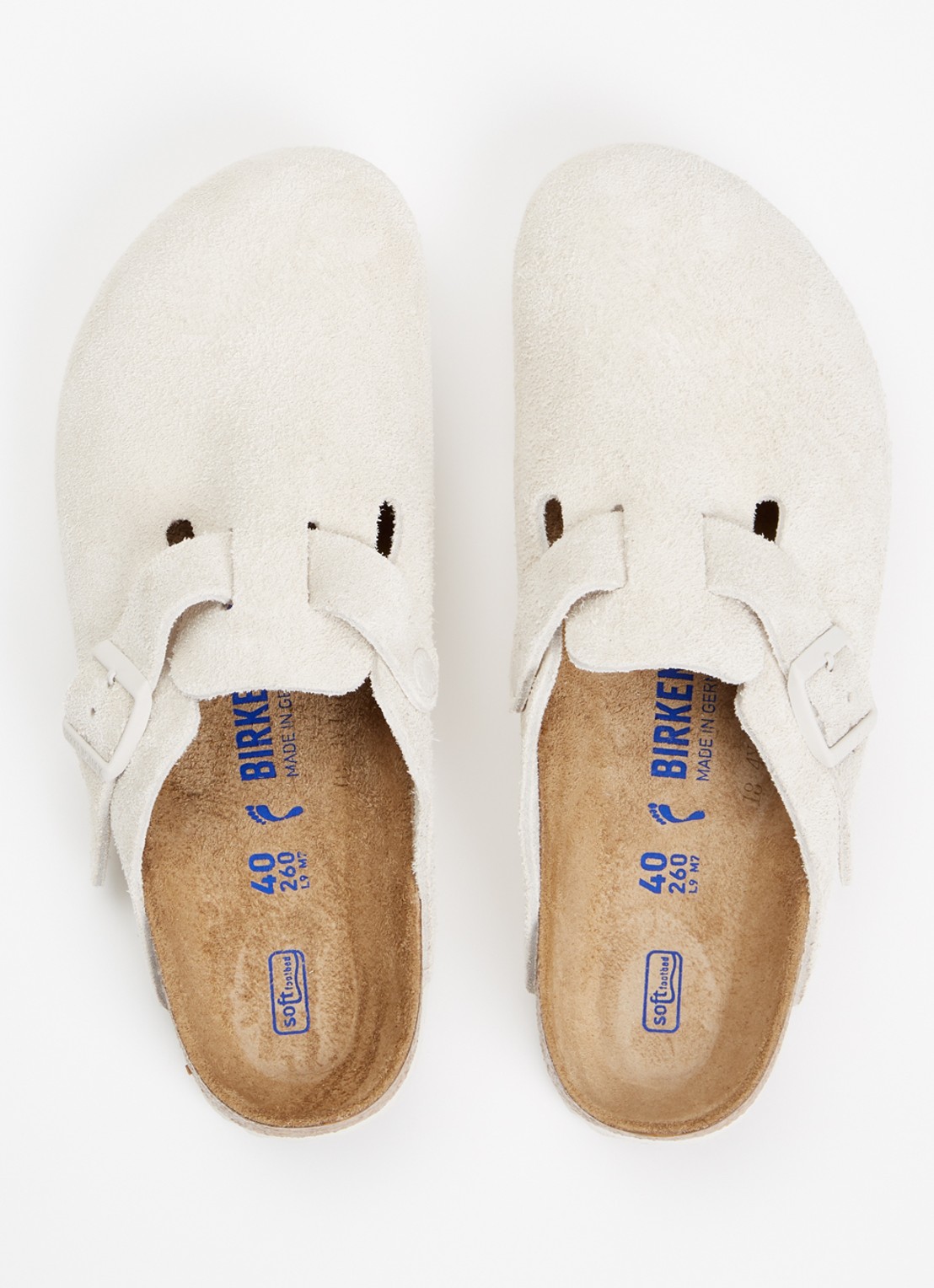 Birkenstock Boston muiltje van suède - detail 3 wit