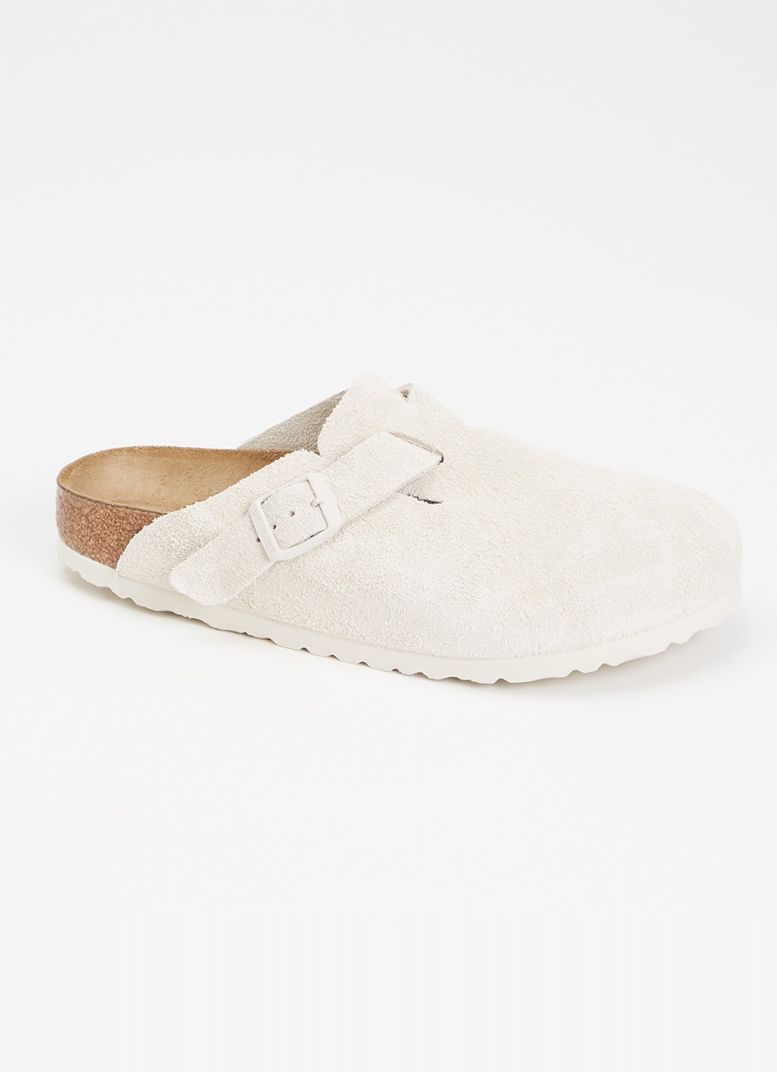 Birkenstock Boston muiltje van suède - voorkant 5 wit