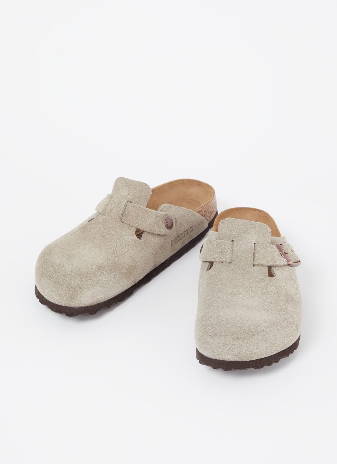 Birkenstock Boston muiltje van suède - detail 2 taupe