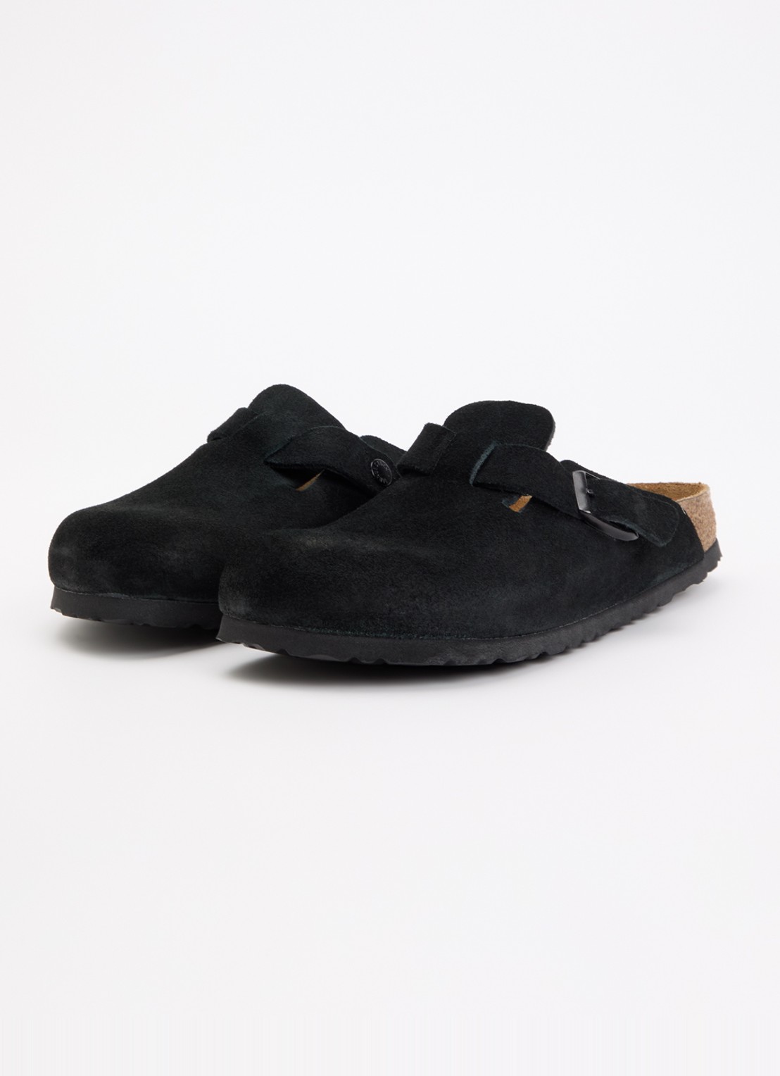 Birkenstock Boston muiltje van suède - detail 3 zwart