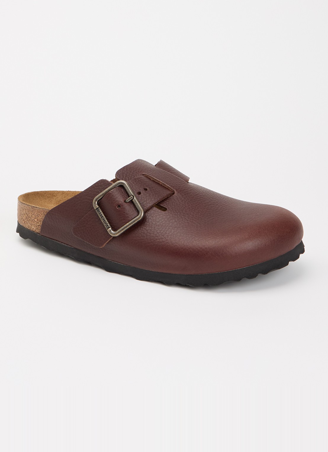Birkenstock Boston wire Buckle muiltje van leer - voorkant donkerbruin