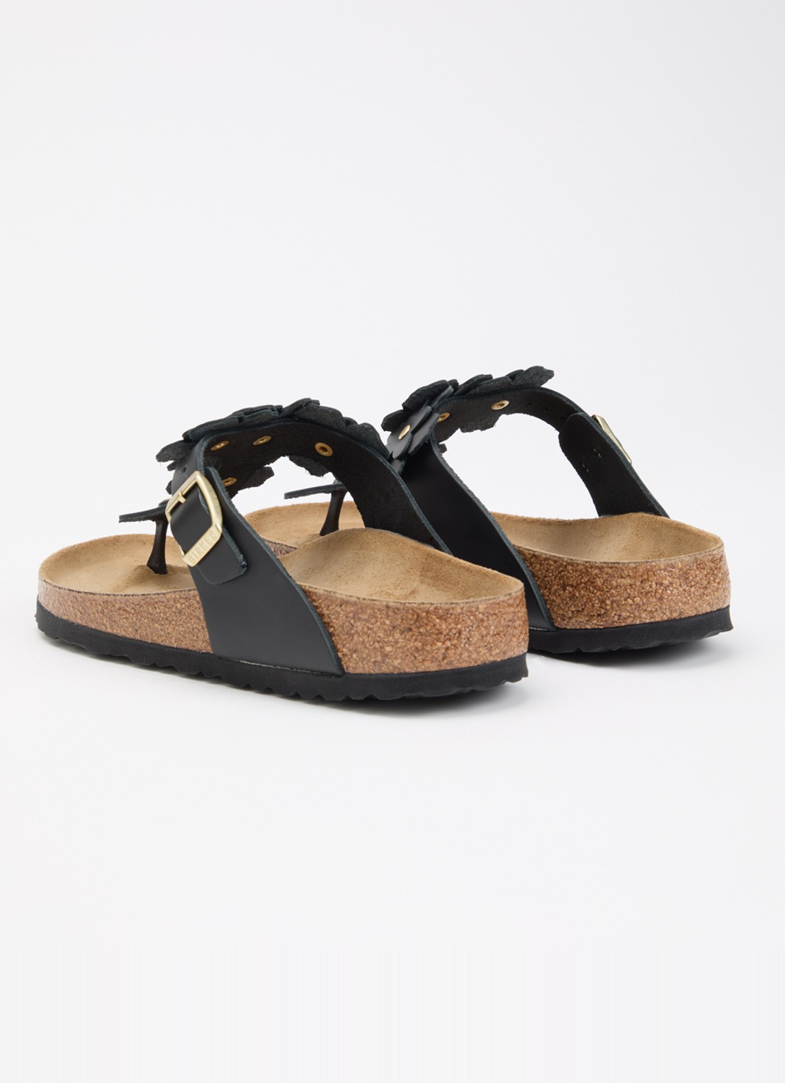 Birkenstock Gizeh Flower slipper van leer - achterkant zwart