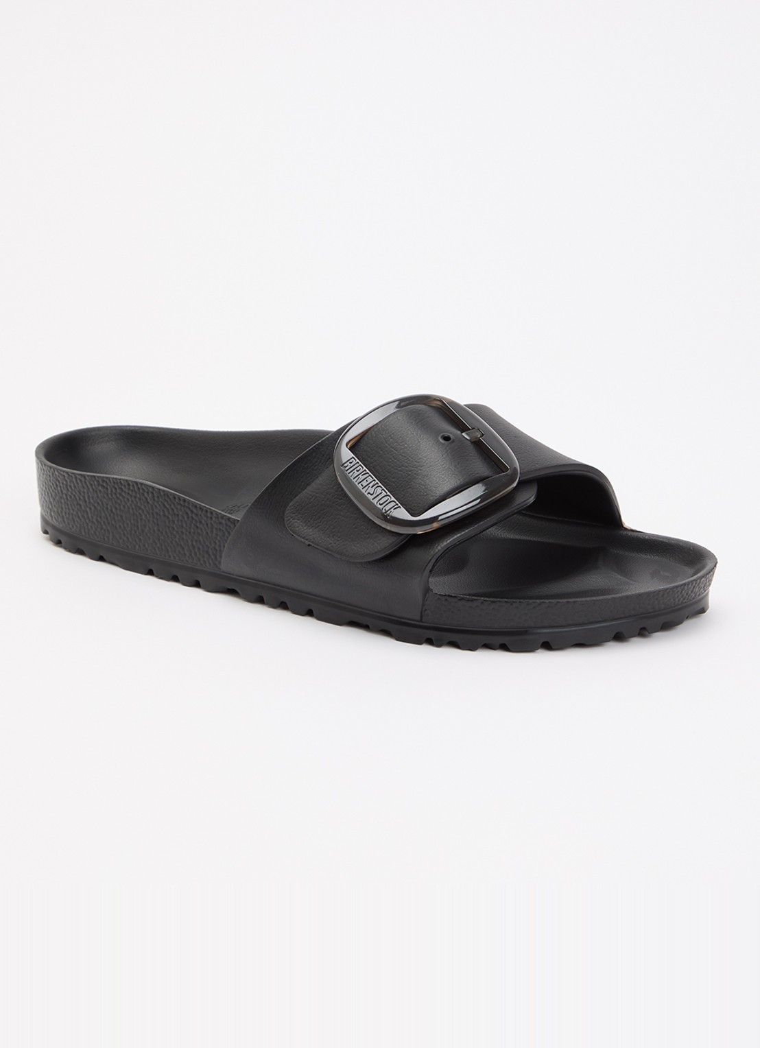 Birkenstock Madrid Big Buckle slipper met gespdetail - voorkant zwart