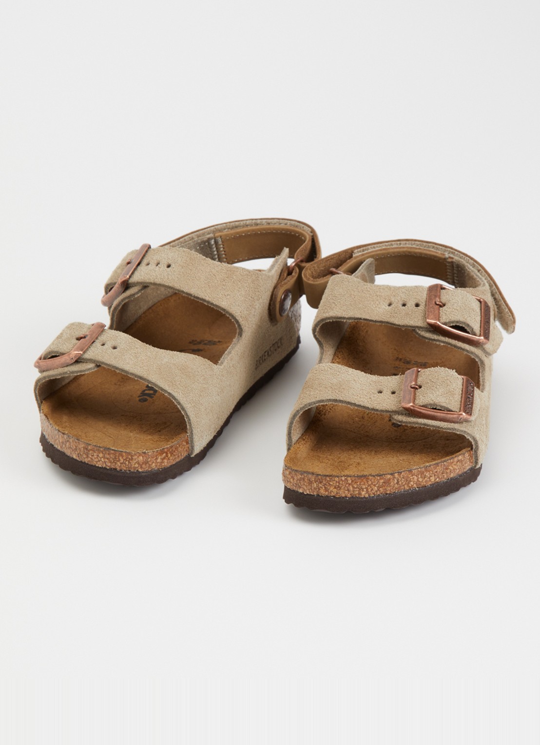 Birkenstock Milano sandaal van suède - voorkant 2 taupe