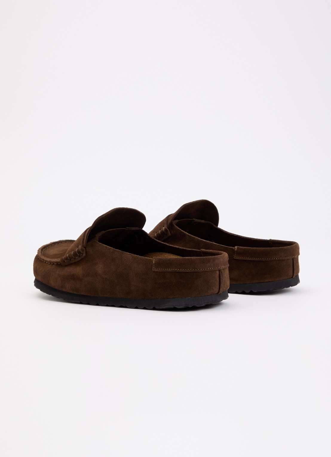 Birkenstock Naples muiltje van suède - achterkant donkerbruin