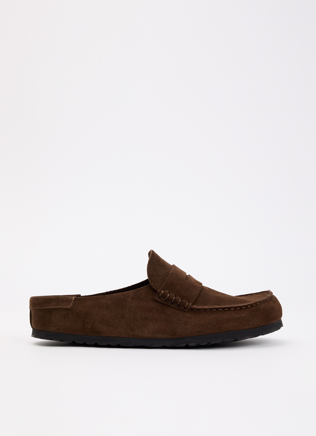 Birkenstock Naples muiltje van suède - voorkant 2 donkerbruin