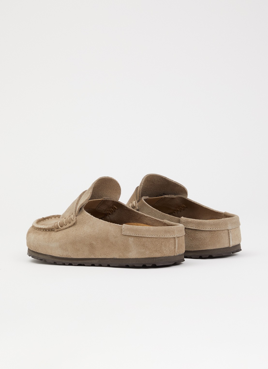 Birkenstock Naples muiltje van suède - achterkant taupe