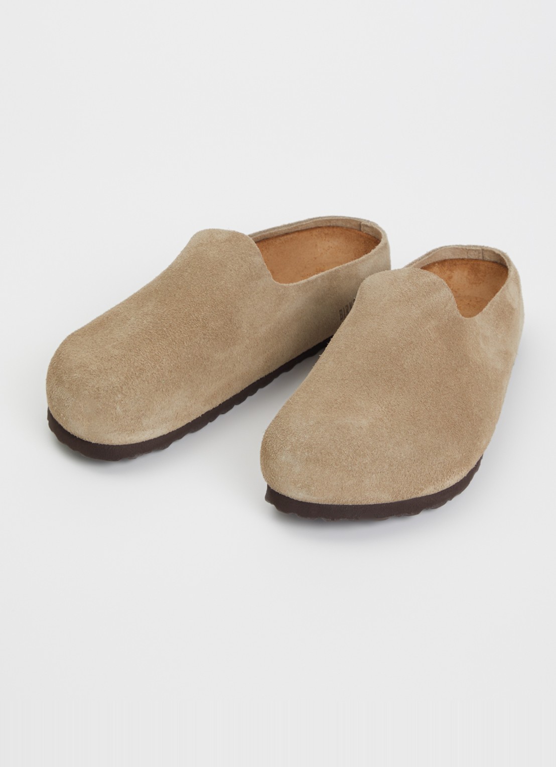 Birkenstock Narrow Fit Amsterdam Wrapped muiltje van suède - detail taupe