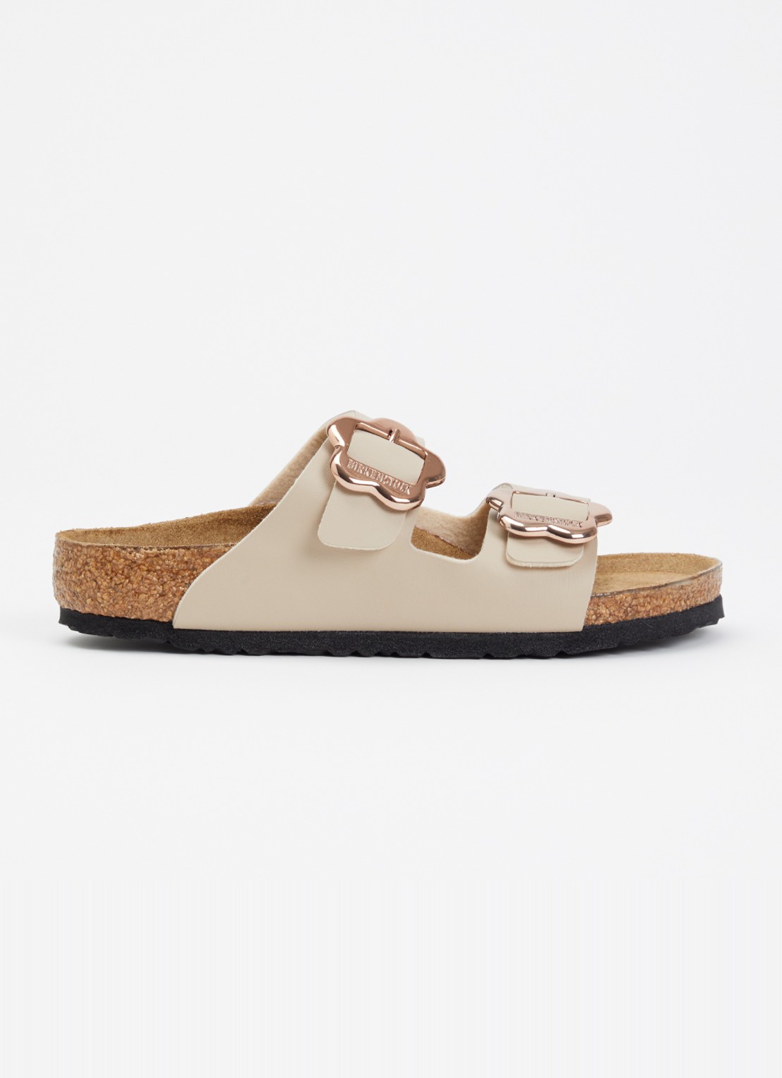 Birkenstock Narrow Fit Arizona slipper van leer - voorkant 3 zand