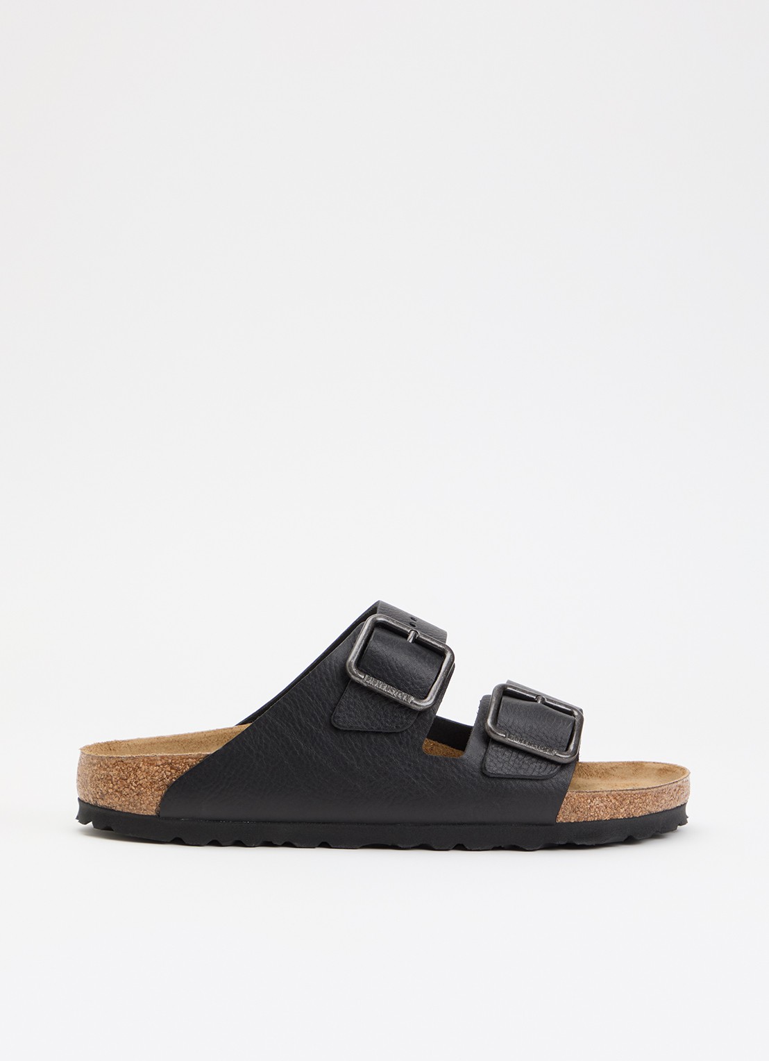 Birkenstock Narrow Fit Arizona slipper van leer - voorkant 2 zwart