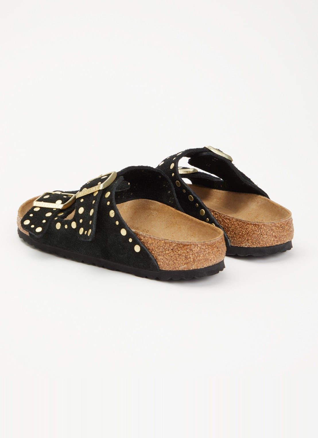 Birkenstock Narrow Fit Arizona slipper van suède met studs - achterkant zwart