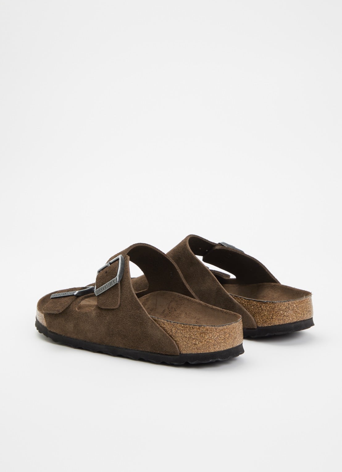 Birkenstock Narrow Fit Arizona slipper van suède - achterkant chocoladebruin